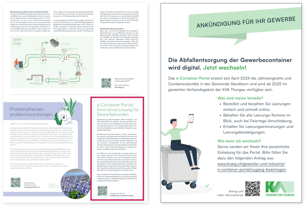 Wer nicht in der Kundendatei der KVA Thurgau ist, musste über Flyer und Anzeigen informiert werden.